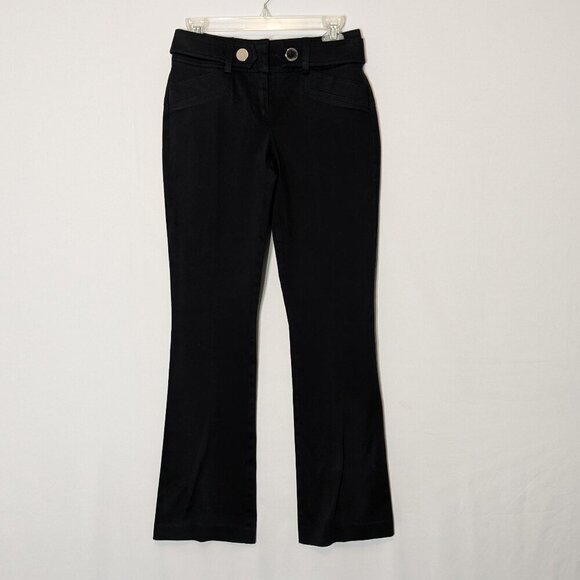 CACHE Black Low-Rise Stretch Cotton Front Zip Casual Career Pants; Size 4 - Picture 1 of 5